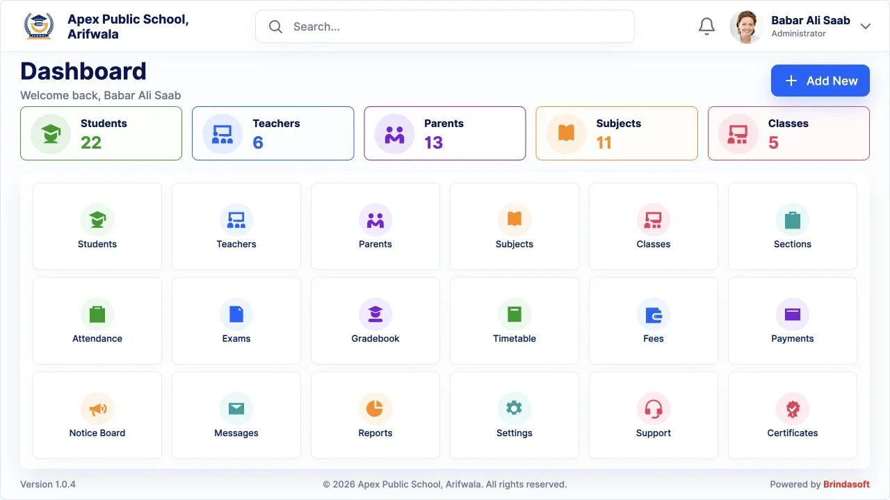 The Skoligo school administration dashboard