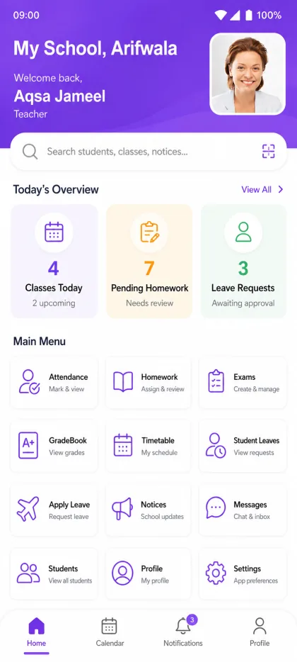 Skoligo teacher app dashboard